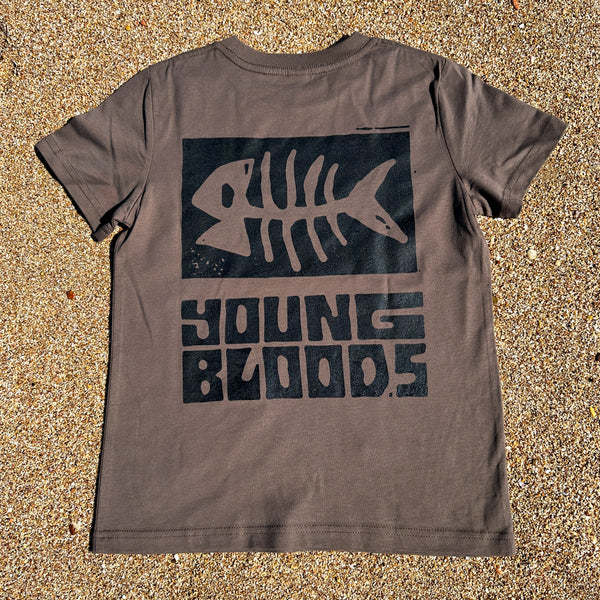 Groms Youngbloods Fishbone Logo Tee Black Print